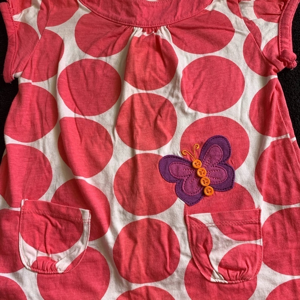 Pink and White Polka Dot Dress with Butterfly